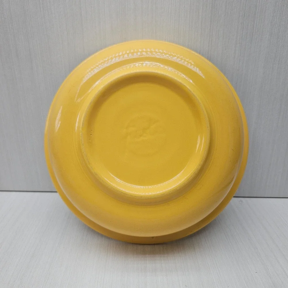 Fiesta Homer Laughlin Yellow 8.25 Inch Fruit Bowl Concentric Rings Ceramic USA